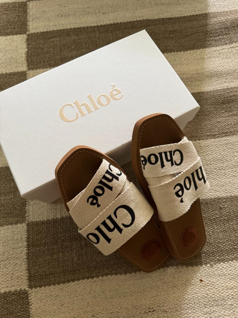 Chloe Woody logo-print canvas slides (38 / Size 8)